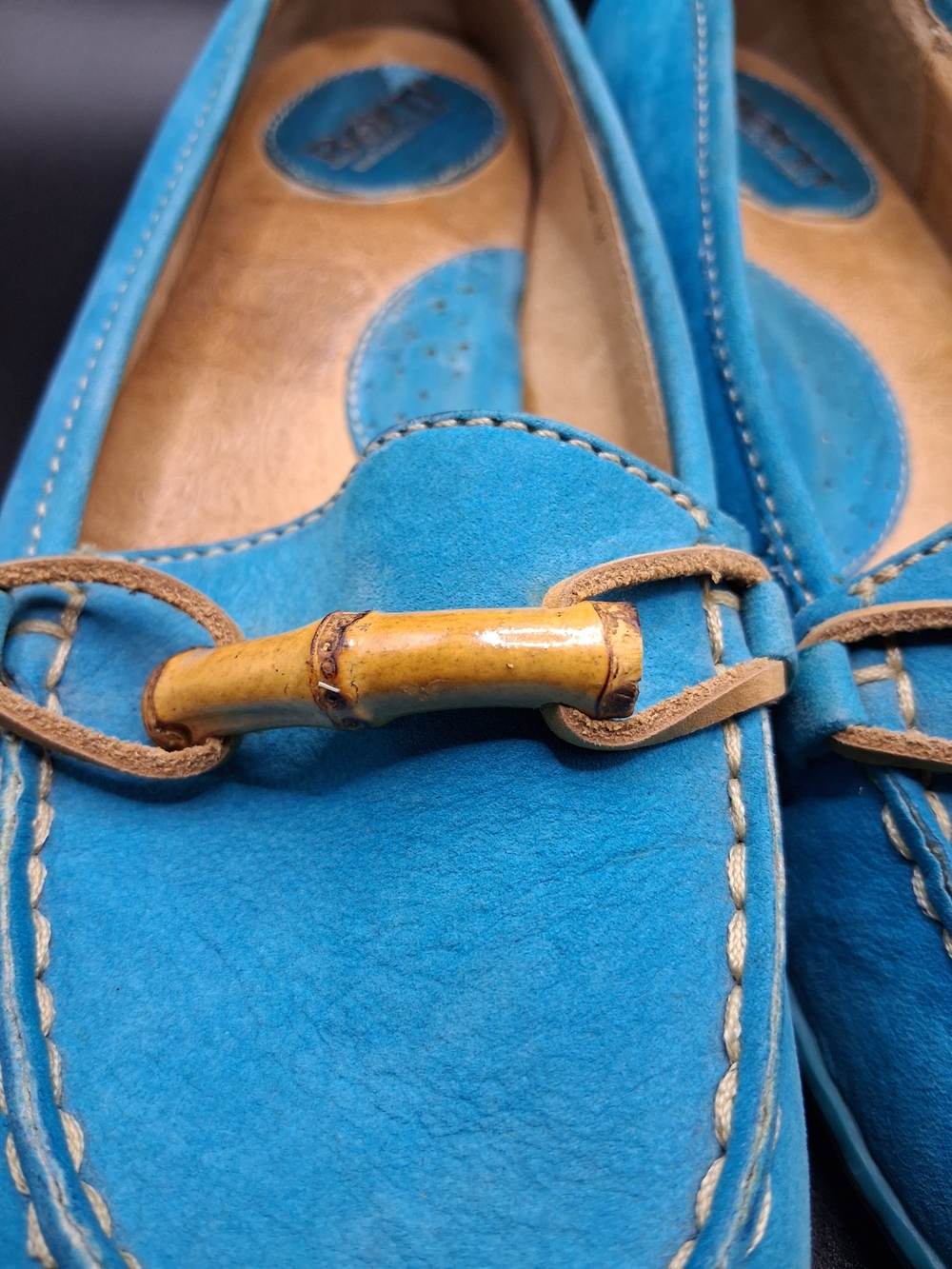 Born Turquoise Leather Loafers with Bamboo-Style Bit - Picture 5 of 12
